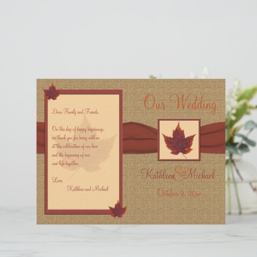 Programme de mariage des feuilles d'automne (Debout devant)