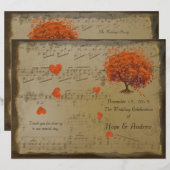 Programme de mariage des feuilles de coeur orange (Devant / Derrière)