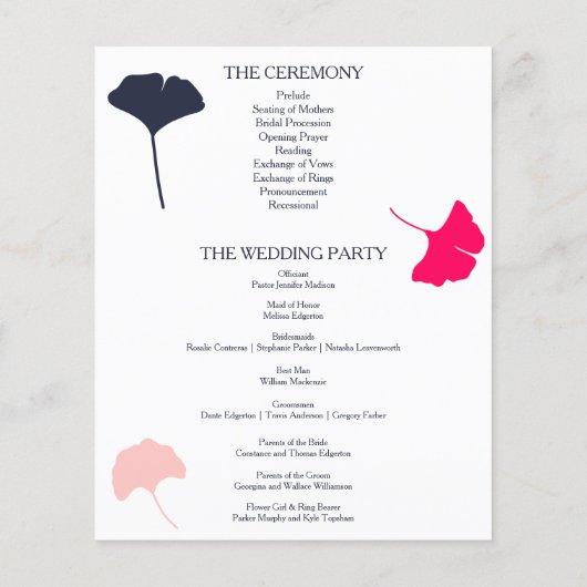 Programme de mariage des Feuilles de la Marine mod (Dos)