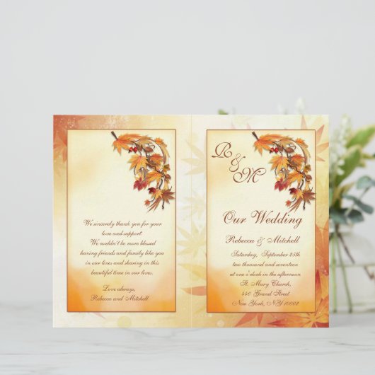 Programme de mariage des feuilles de l'automne, ro (Debout devant)