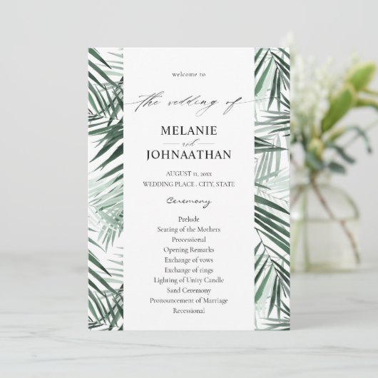 Programme de mariage des Feuilles de palme tropica (Debout devant)