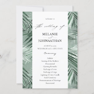 Programme de mariage des Feuilles de palmiers trop