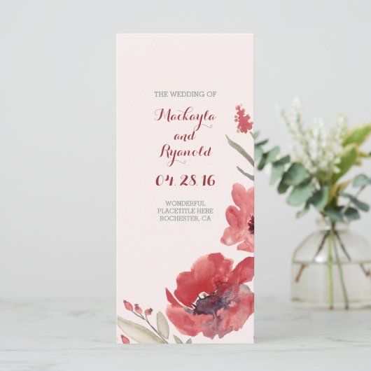 programme de mariage des fleurs d'aquarelle de Bou (Debout devant)