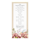 Programme de mariage des fleurs d'aquarelle en ter (Dos)