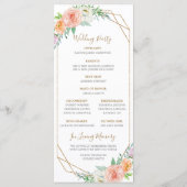 Programme de mariage des fleurs d'aquarelle Geomet (Dos)