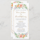 Programme de mariage des fleurs d'aquarelle Geomet (Devant / Derrière)