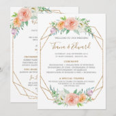 Programme de mariage des fleurs d'aquarelle géomét (Devant / Derrière)