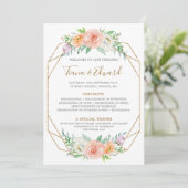 Programme de mariage des fleurs d'aquarelle géomét (Debout devant)