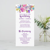 Programme de mariage des fleurs d'aquarelle violet (Debout devant)