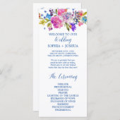 Programme de mariage des fleurs d'aquarelle violet (Devant / Derrière)