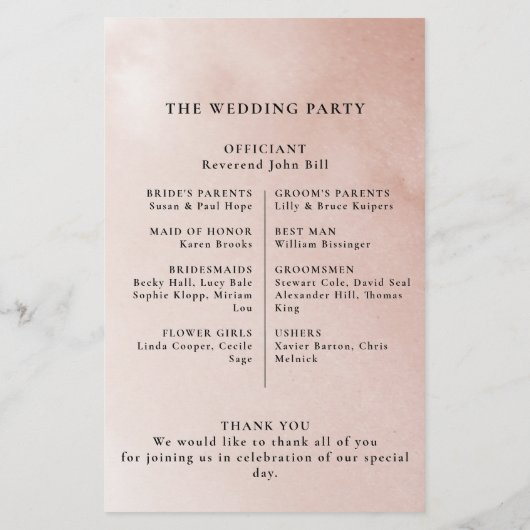 Programme de mariage des fleurs d'automne géométri (Dos)