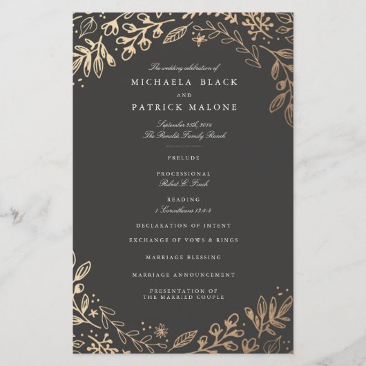 Programme de mariage des fleurs de récolte (Devant)
