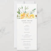 Programme de mariage des fleurs de Rose d'aquarell (Devant)