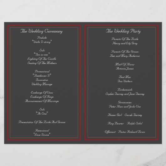 Programme de mariage des fleurs d'hibiscus rouge t (Dos)