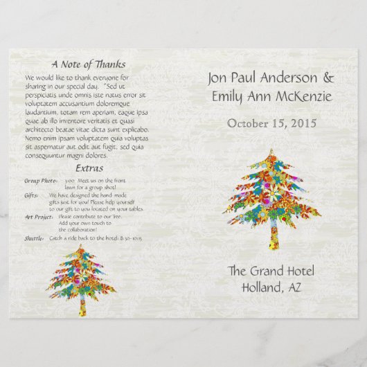 Programme de mariage des fleurs musicales (Devant)