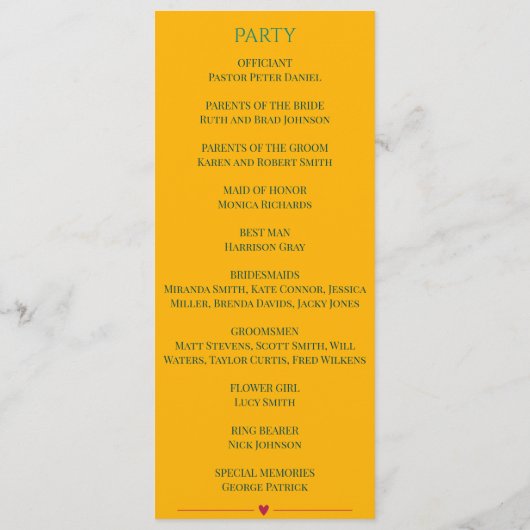 Programme de mariage des fleurs rose rouge (Dos)