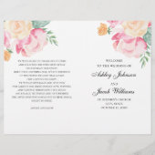 Programme de mariage des fleurs roses et pêche pli (Devant)