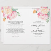 Programme de mariage des fleurs roses et pêche pli (Devant / Derrière)