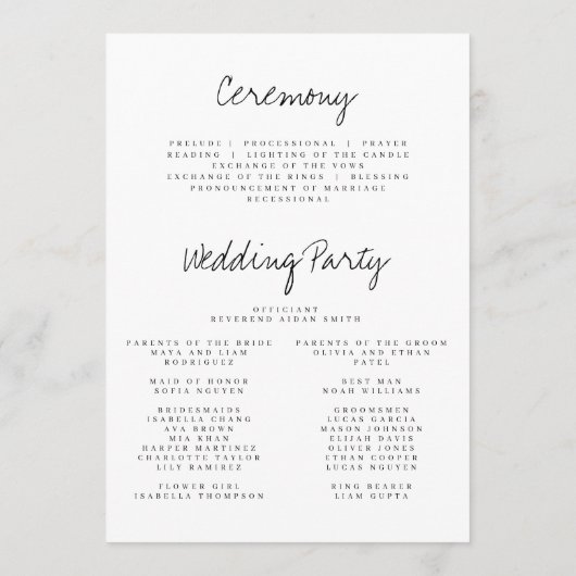 Programme de mariage des fleurs sauvages (Dos)