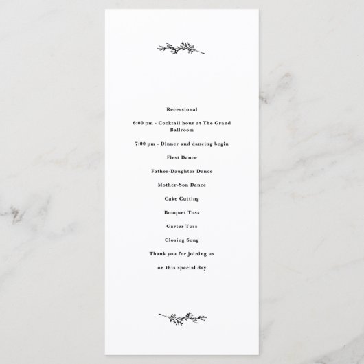 Programme de mariage des fleurs sauvages (Dos)