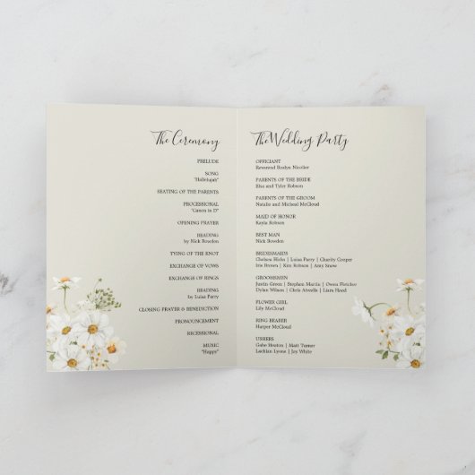 Programme de mariage des Fleurs sauvages de la mar (Intérieur)