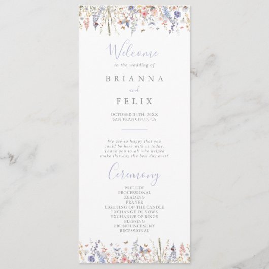 Programme de mariage des Fleurs sauvages multicolo (Devant)