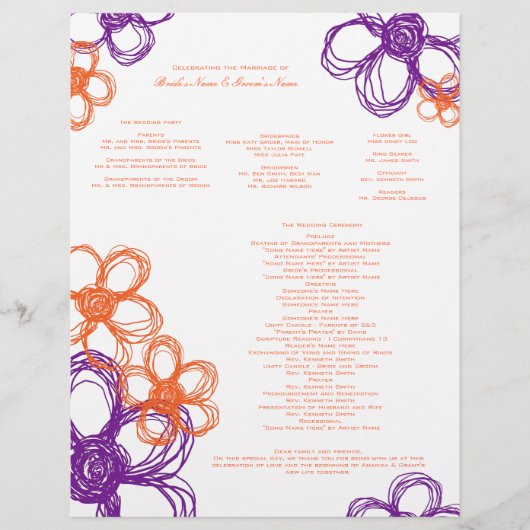 Programme de mariage des fleurs sauvages violettes (Devant)