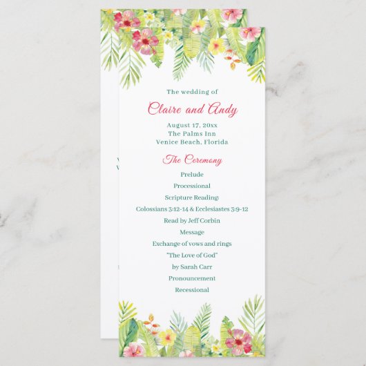 Programme de mariage des fleurs tropicales - Hibis (Devant / Derrière)