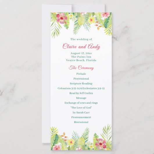 Programme de mariage des fleurs tropicales - Hibis (Devant)