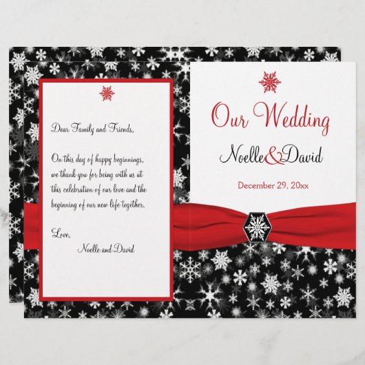 Programme de mariage des flocons de neige noirs, b (Devant / Derrière)