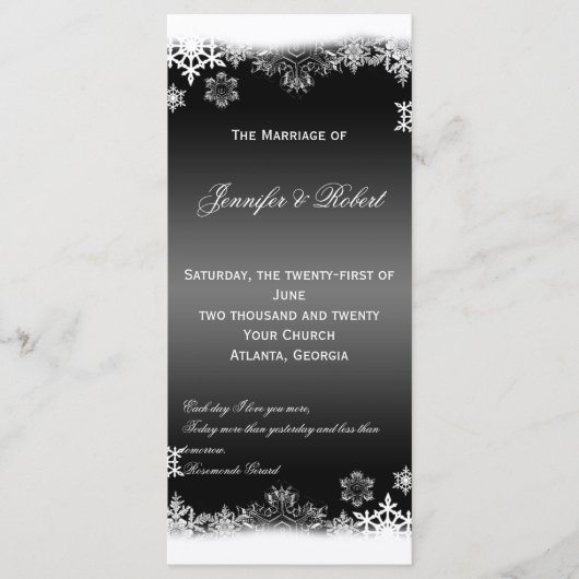 Programme de mariage des flocons de neige noirs et (Devant)