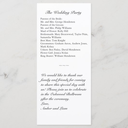 Programme de mariage des flocs de neige d'hiver (b (Dos)