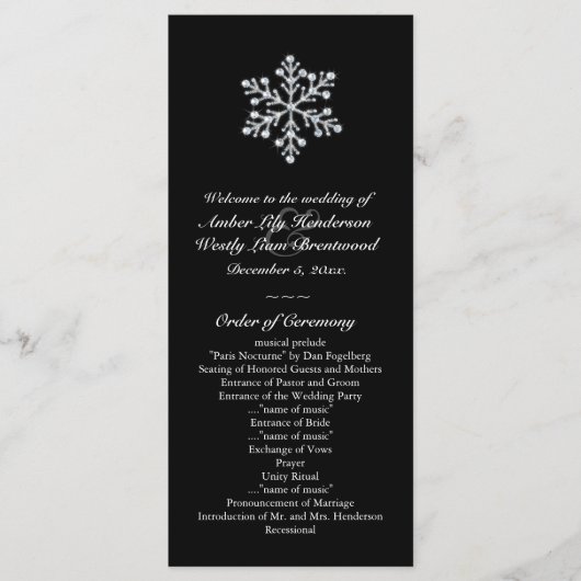 Programme de mariage des flocs de neige d'hiver (n (Devant)