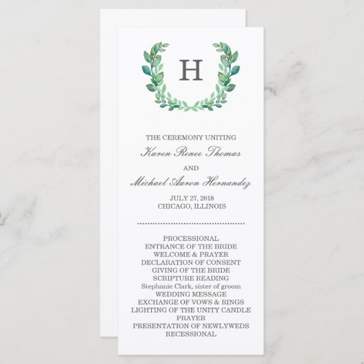 Programme de mariage des germes naturels (Devant / Derrière)