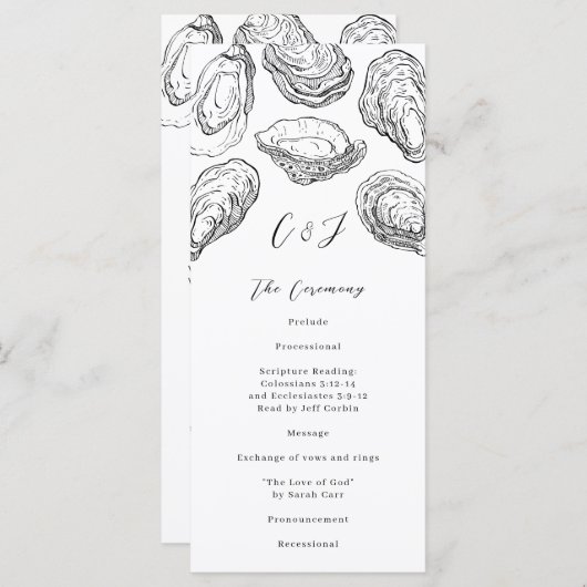 Programme de mariage des huîtres noires et blanche (Devant / Derrière)