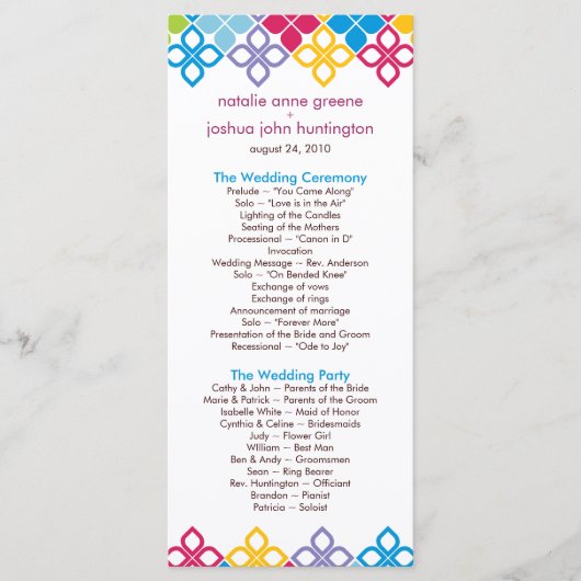 Programme de mariage des îles Caraïbes Garde photo (Devant)