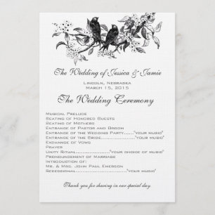 Programme de mariage des Inséparables Vintages de 