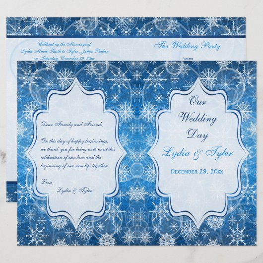 Programme de mariage des lacs de neige bleu et bla (Devant / Derrière)