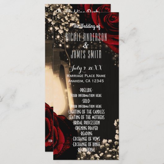 Programme de mariage des lanternes à lueur rustiqu (Devant / Derrière)