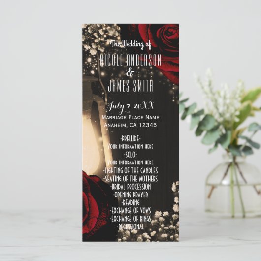 Programme de mariage des lanternes à lueur rustiqu (Debout devant)