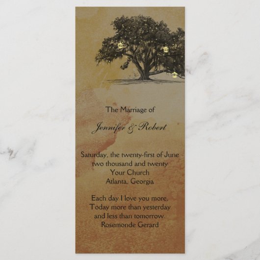 Programme de mariage des lanternes de chêne d'auto (Devant)