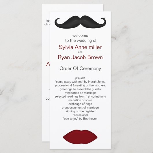 programme de mariage des lèvres et moustache mod (Devant / Derrière)