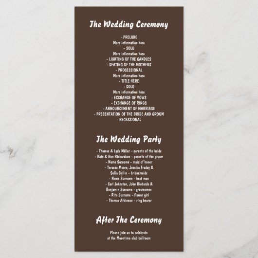 programme de mariage des lucioles de forêt enchant (Dos)