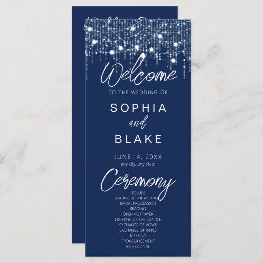Programme de mariage des lumières à bascule bleu e (Devant / Derrière)