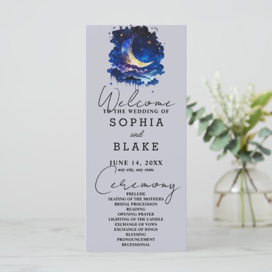 Programme de mariage des lunes de croissant bleu e (Debout devant)