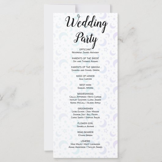 Programme de mariage des lunes de croissant bleu e (Dos)