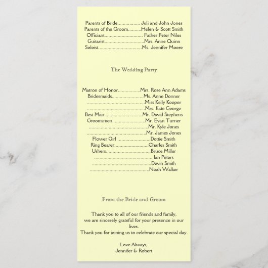 Programme de mariage des noeuds celtiques de l'or  (Dos)