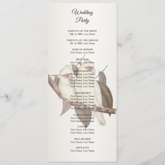 Programme de mariage des oiseaux blancs (Dos)