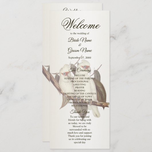 Programme de mariage des oiseaux blancs (Devant / Derrière)