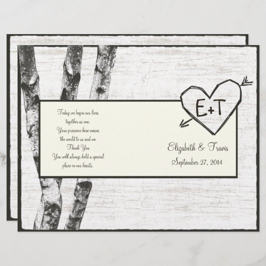 Programme de mariage des oiseaux sculptés (Devant / Derrière)